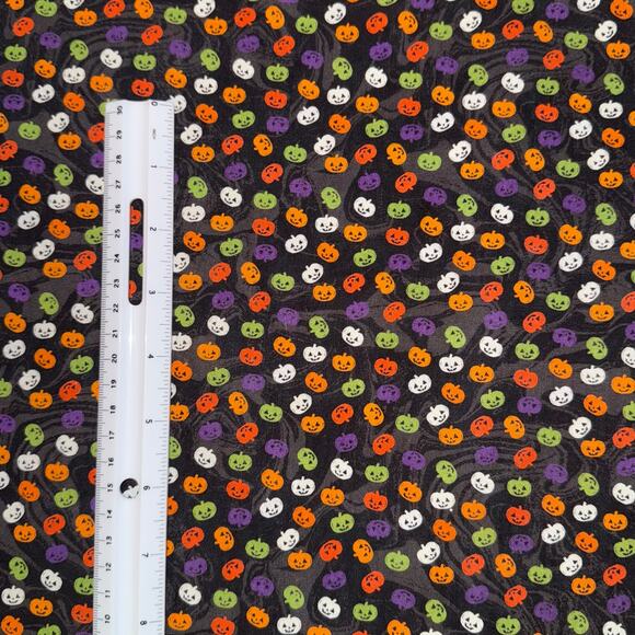 Mini Pumpkins in Orange, Green & Purple Halloween Cotton Fabric - 1/2 Yard - Picture 3 of 8